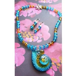 Glass Nautilus Statement Necklace